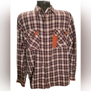 Amundson Brown and White Plaid Button Up Shirt L